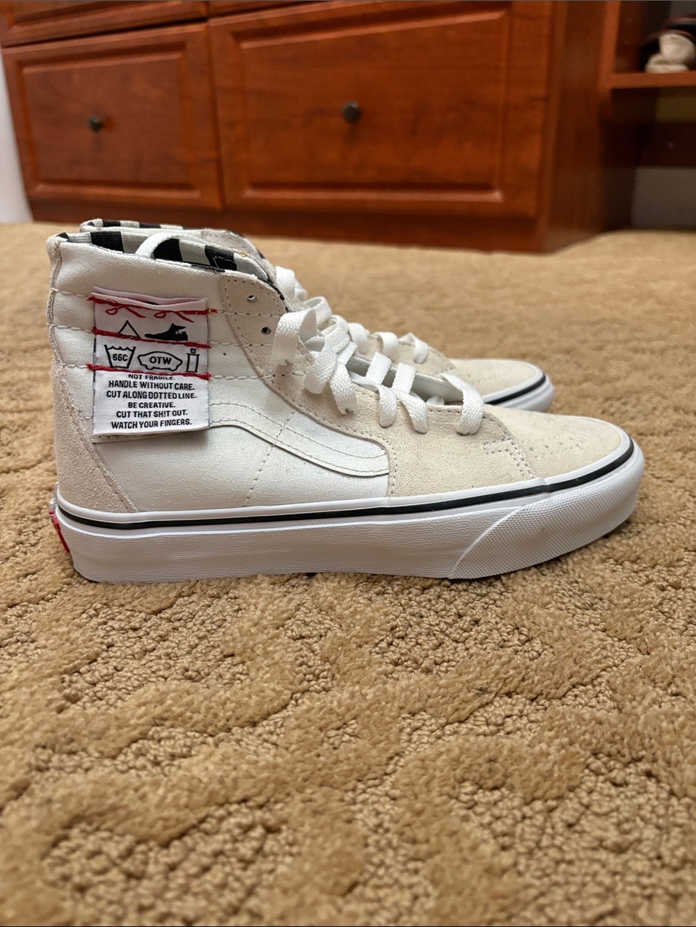Vans Cream and White Platform Sk8-Hi Sneakers
